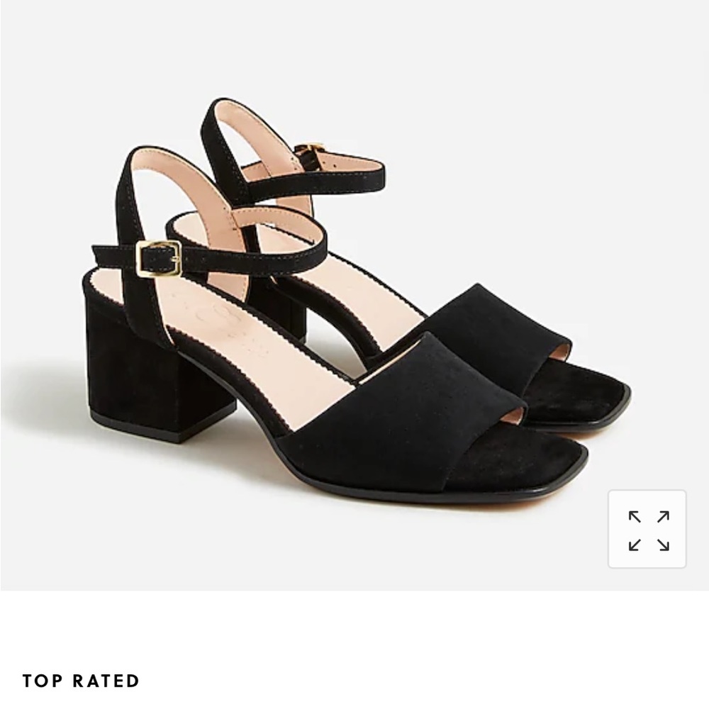 NIB! Jcrew black suede ankle strap heels size 12